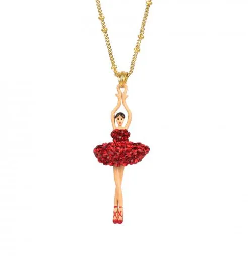 -Collana Les Nèrèides BALLERINA con TUTU  di strass rosso
