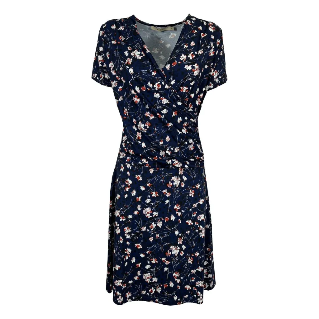 Abito donna incrociato jersey blu a fiori bianco/rosso LA FEE MARABOUTEE mod FF-RO-SOPONI