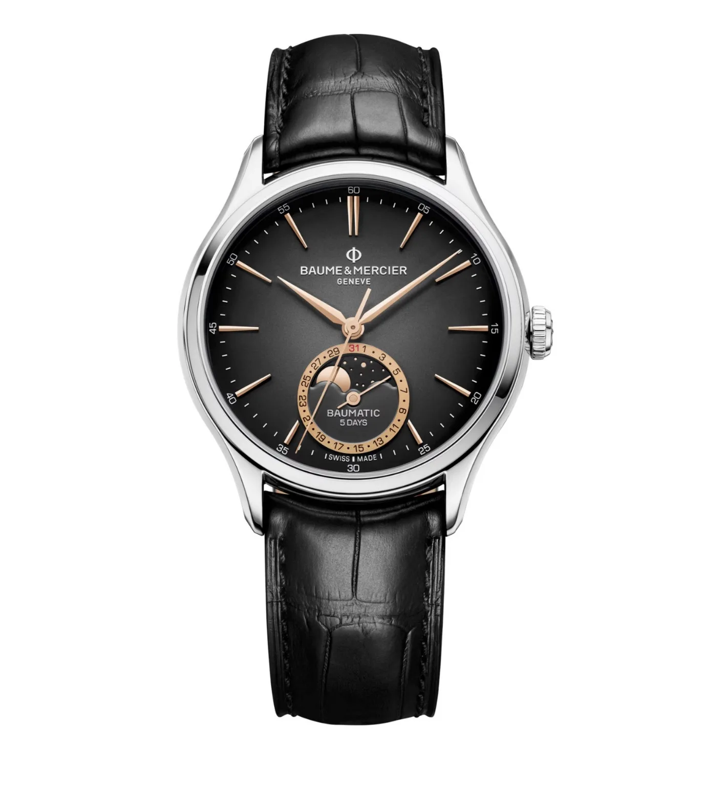 BAUME & MERCIER Orologio Black Alligator con quadrante grigio M0A10758