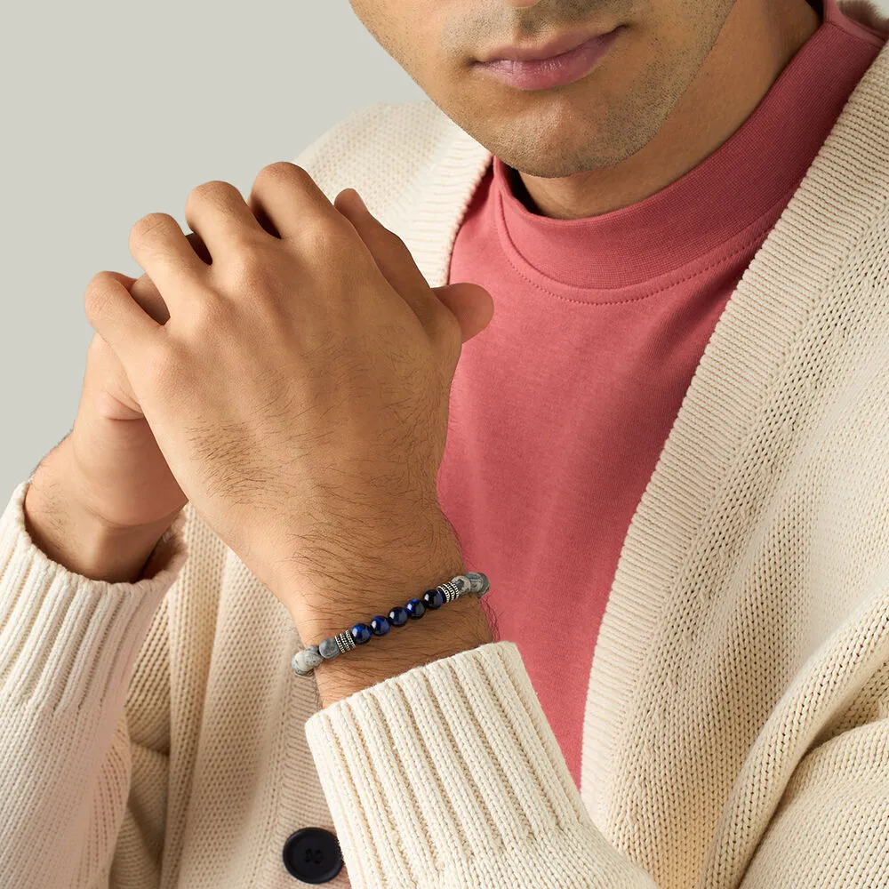 Bracciale Man Code Ottone Nero Diaspro Grigio 1658431