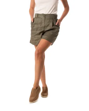 BRIAN&BARRY MILANO bermuda 100% lino con pinces colore verde militare