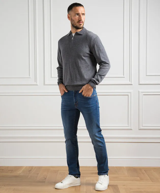 Cashmere&Whiskey Polo in lana grigio melange 94394Z