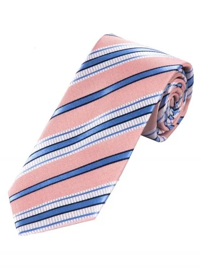 Cravatta d'affari XXL a righe rosa bianco neve tortora