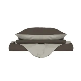 DATEX Parure copripiumino linea Natural Color, marrone/panna