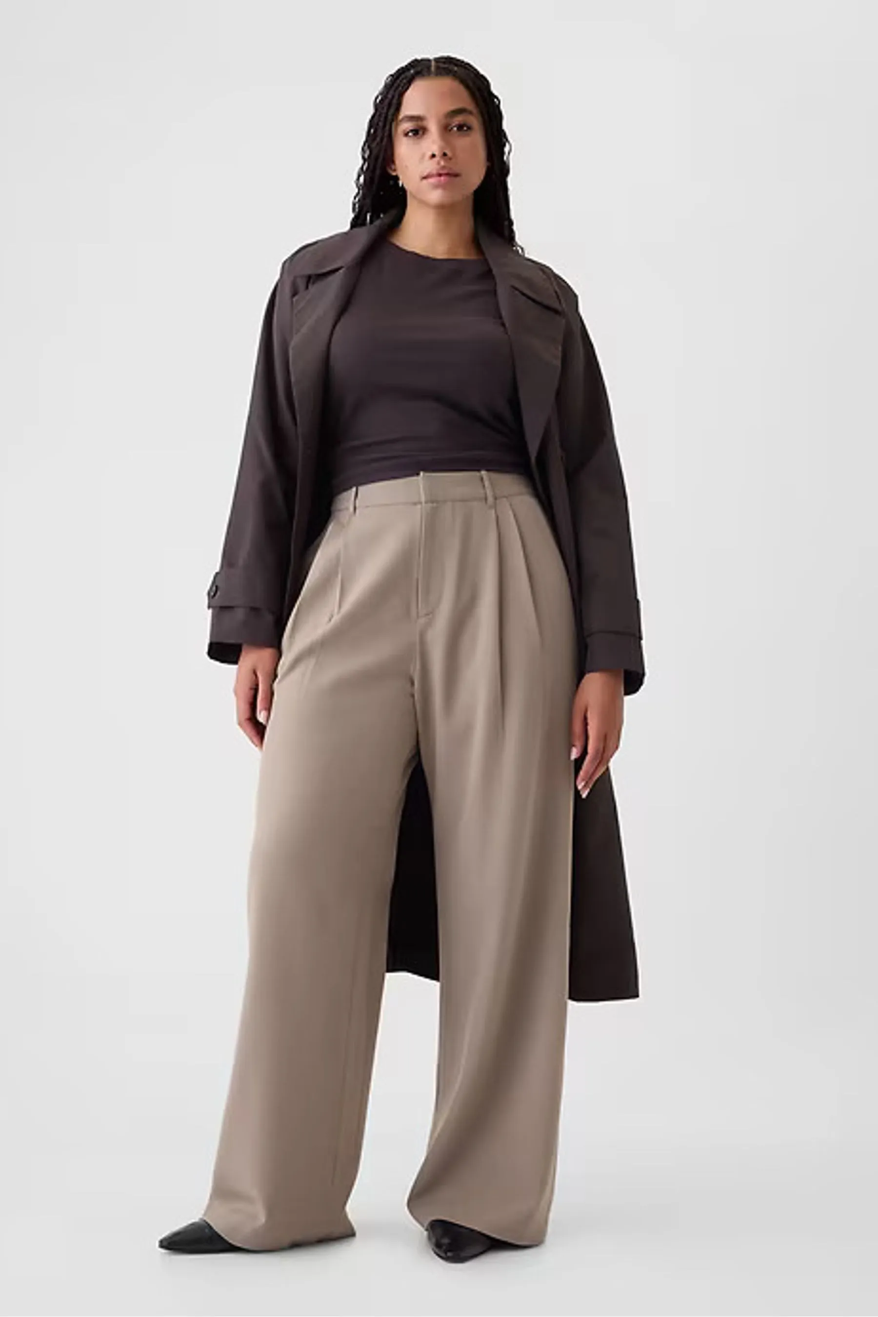 Gap 365 High Waisted Brushed Twill Pleated Trousers    