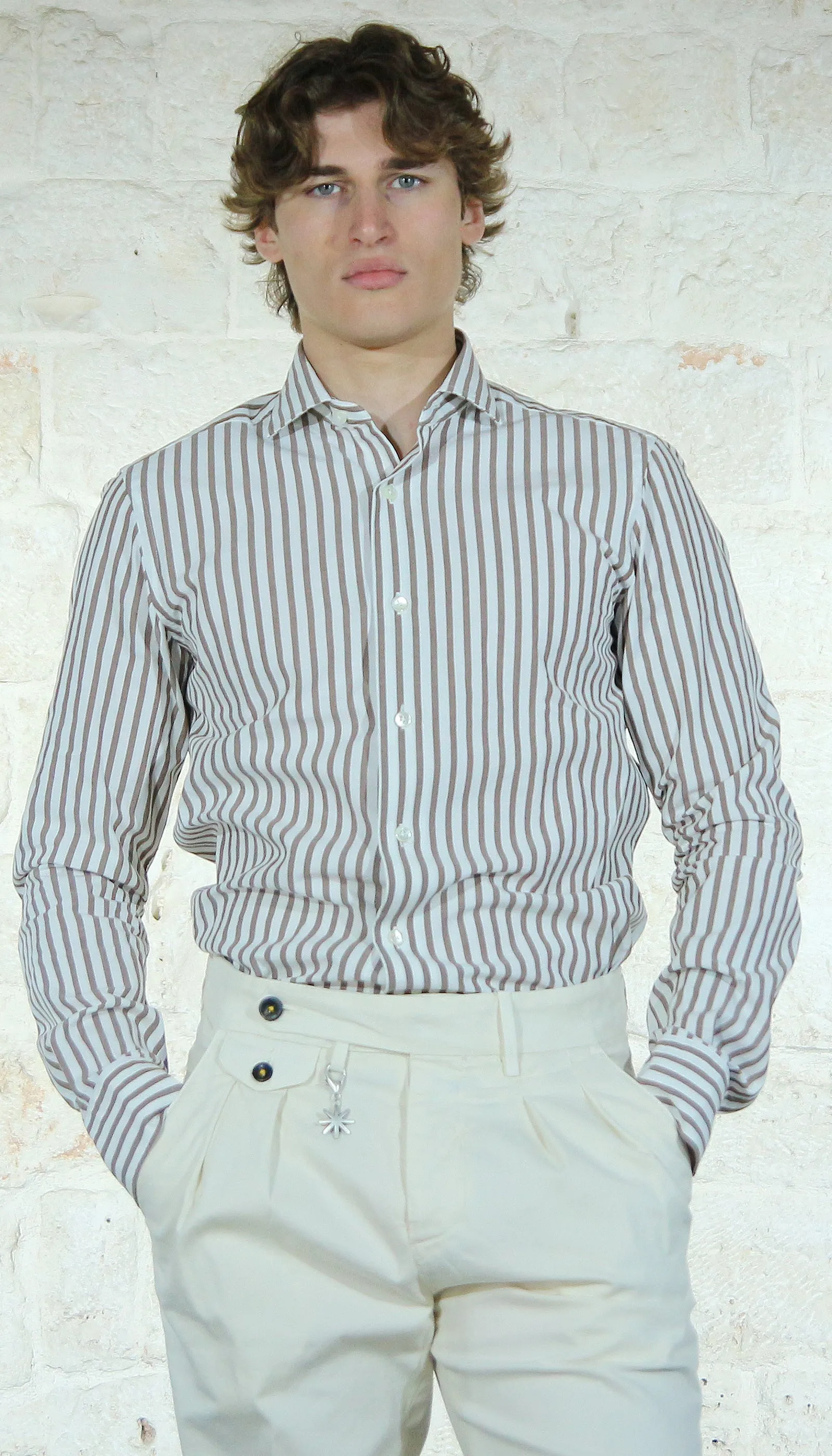 Grigio Camicia rigata in cotone
