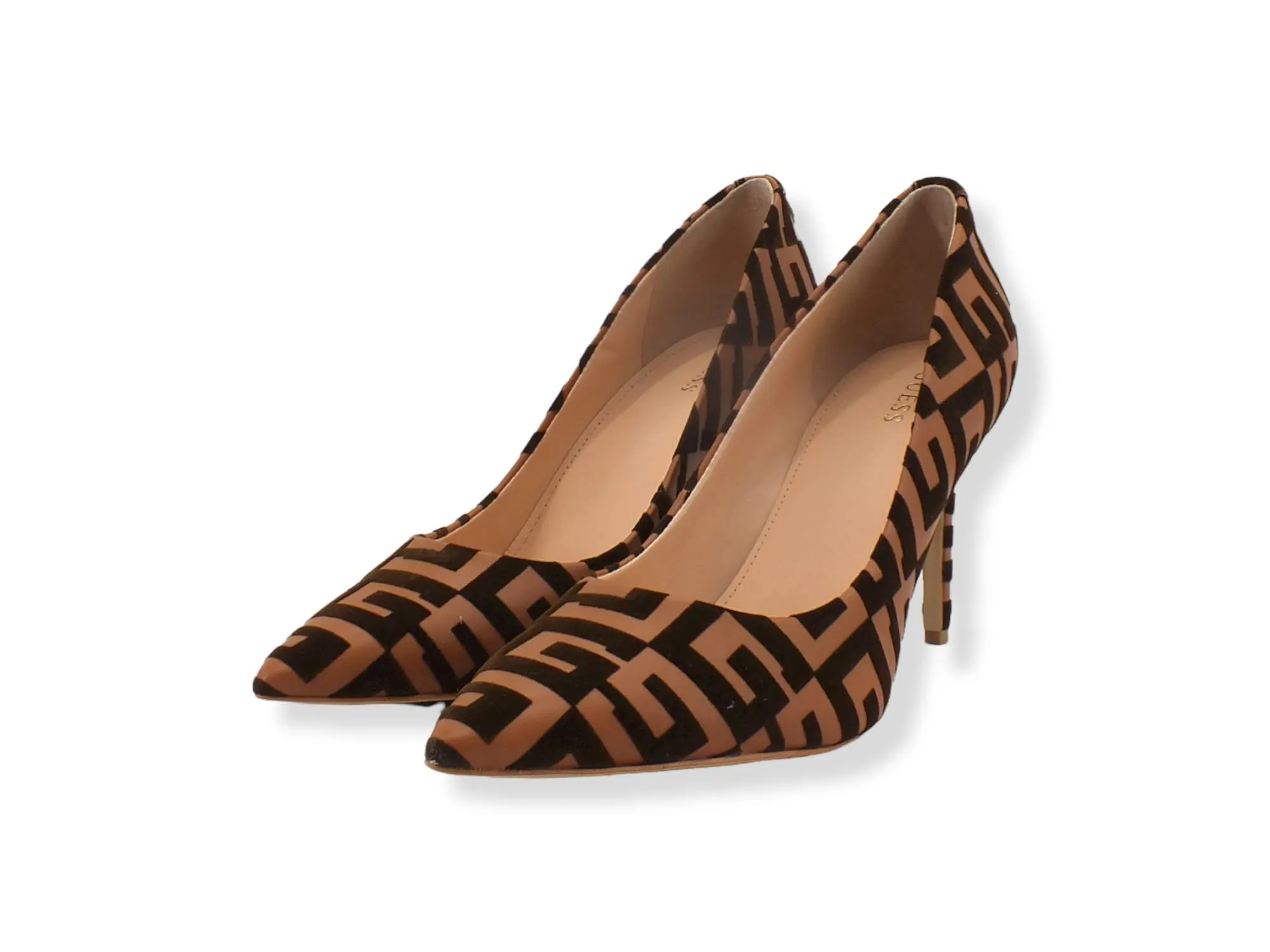GUESS Dècolletè Tacco Alto Loghi Rilievo Suede Dark Brown FL7PR3FAL08