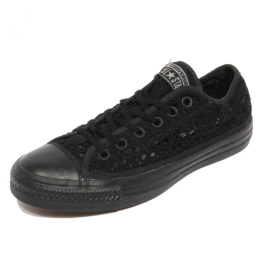 H0810 sneaker donna CONVERSE woman ALL STAR perforated crochet shoe black