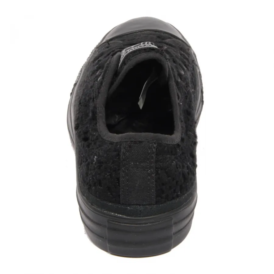 H0810 sneaker donna CONVERSE woman ALL STAR perforated crochet shoe black