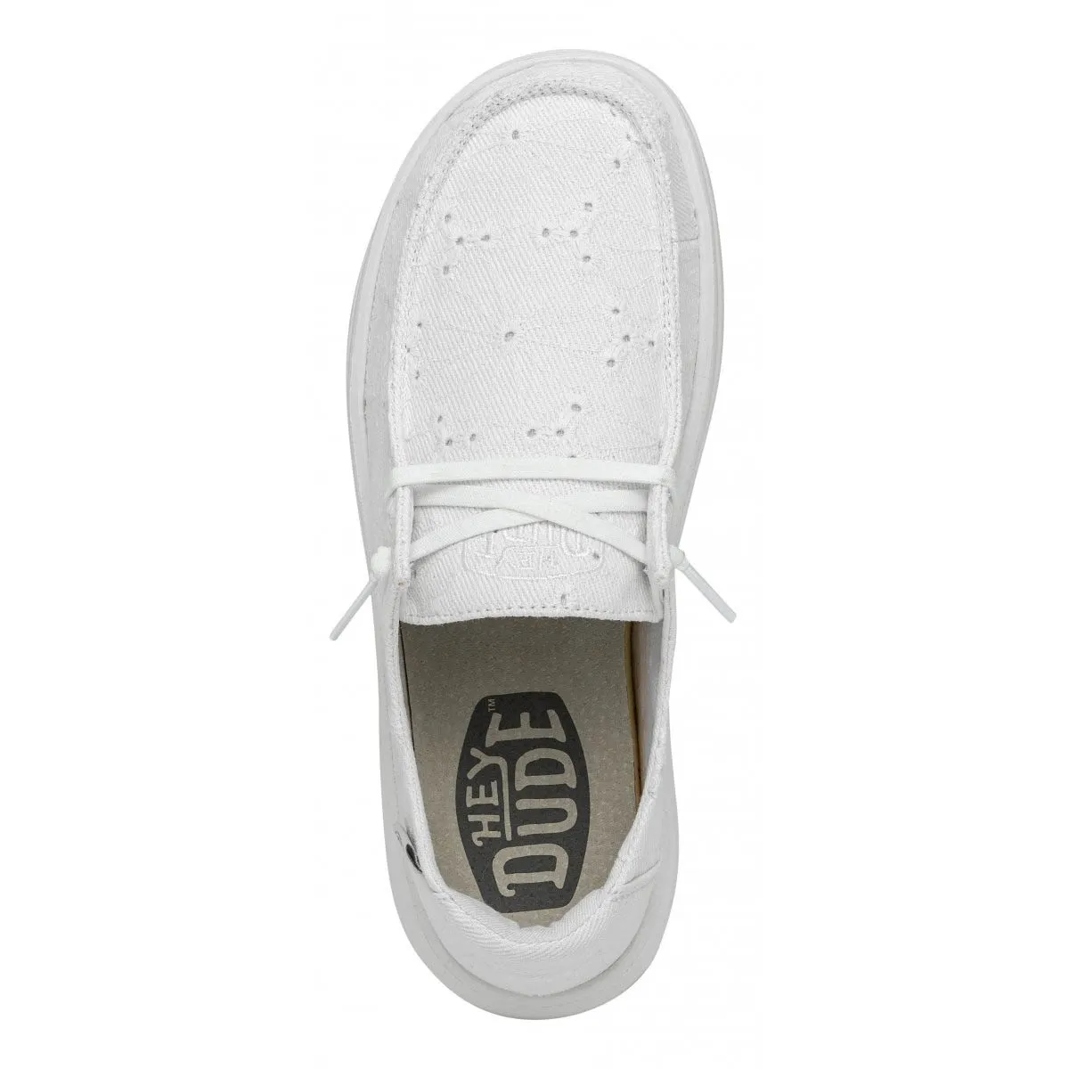 Hey Dude Wendy rise eyelet w slip on in tela Bianco