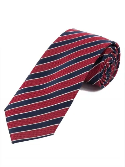 Meravigliosa cravatta con motivo a righe rosso blu navy bianco