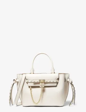 Michael Kors     Borsa a mano Hamilton Legacy piccola in pelle con borchie Crema chiaro