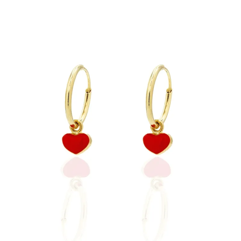 Orecchini a Cerchio in Oro 750 con Cuori
