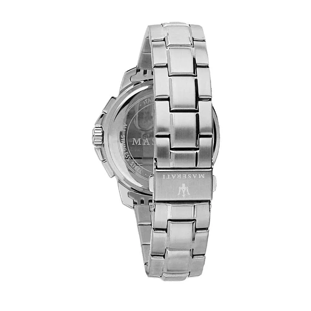 Orologio Al Quarzo Maserati Successo R8873621006 Cronografo Cassa Rotonda Acciaio Argentato 44 mm Quadrante Grigio Cinturino Acc