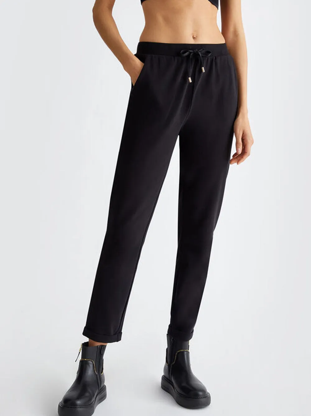 Pantalone Jogger Liu Jo Sport in Jersey di cotone nero TF4193-J452322222