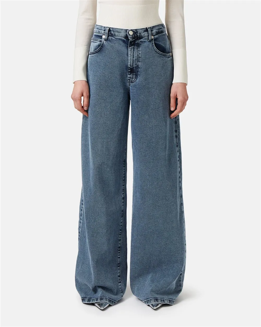 Pantaloni 5 tasche big flare fit