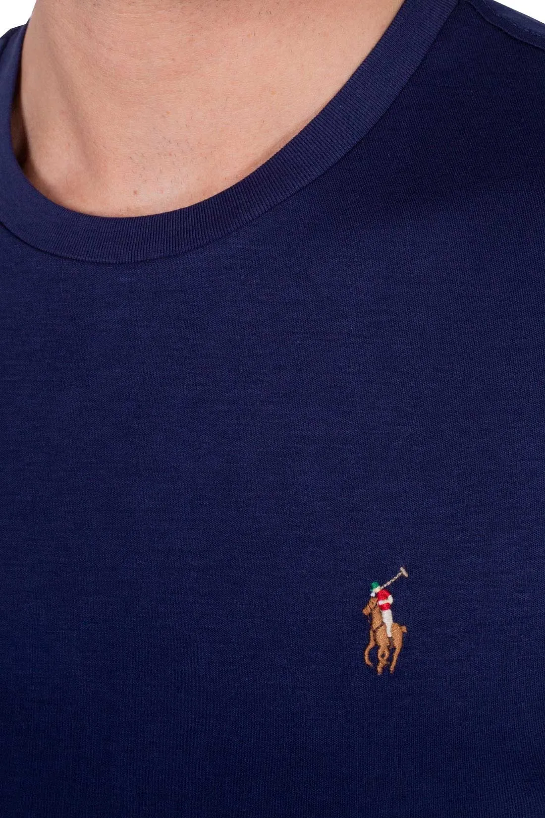 POLO RALPH LAUREN Uomo T-Shirt signature in cotone Pima blu navy 