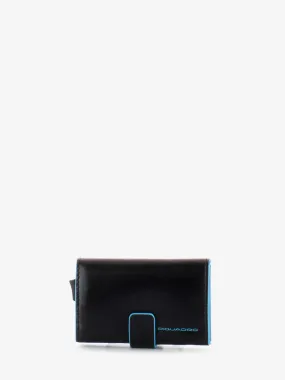 Porta carte di credito in metallo nero / blu
