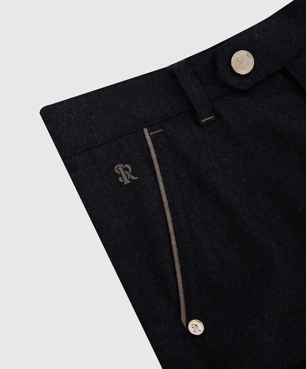 Stefano Ricci Pantaloni da bambino in lana grigio scuro YUT7400060W610