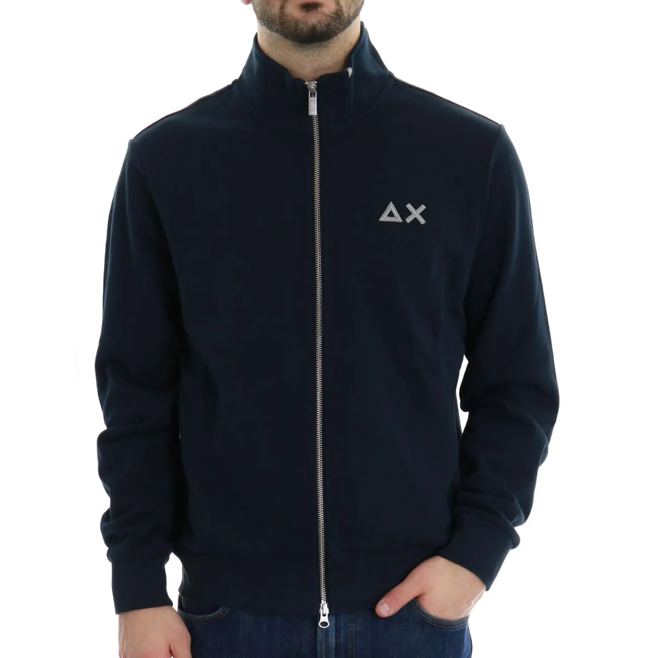 sun68 uomo felpa FULL ZIP BASIC COTT. FL.  F34102 07 NAVY BLU